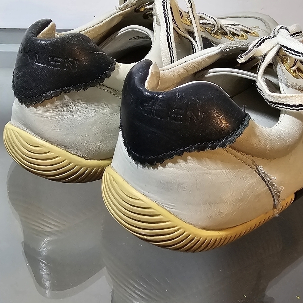 OSKLEN Leather Paneled White Navy Gold Shoes Sneakers Nautical, sz 7 - Picture 5 of 13
